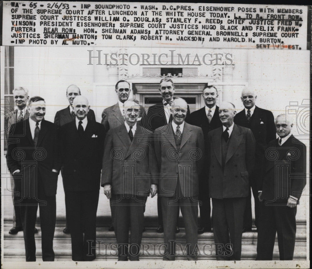 1953 Press Photo Pres. Eisenhower &amp; the Supreme Court justicies - Historic Images