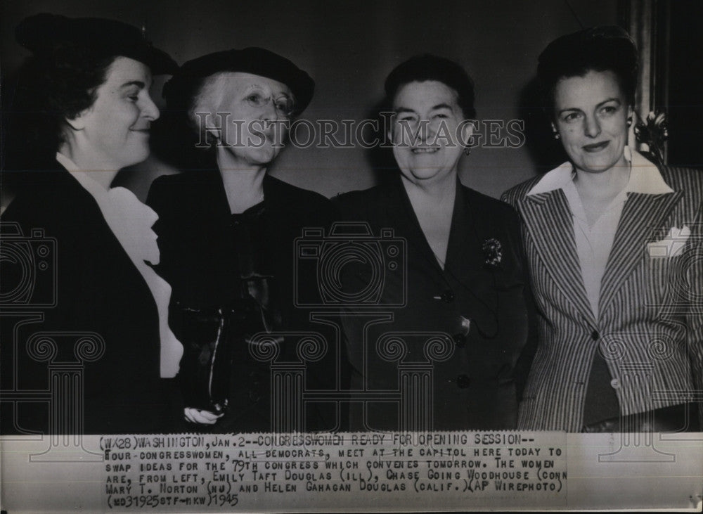 1945 Press Photo Congresswomen,E Taft Douglas,CG Woodhouse,MT Norton,HG Douglas - Historic Images