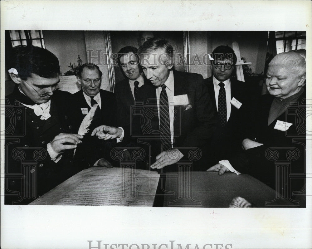 1984 Press Photo Robert Spillane, W. Brown, Mayor Ray Flynn, Joseph Tierney - Historic Images