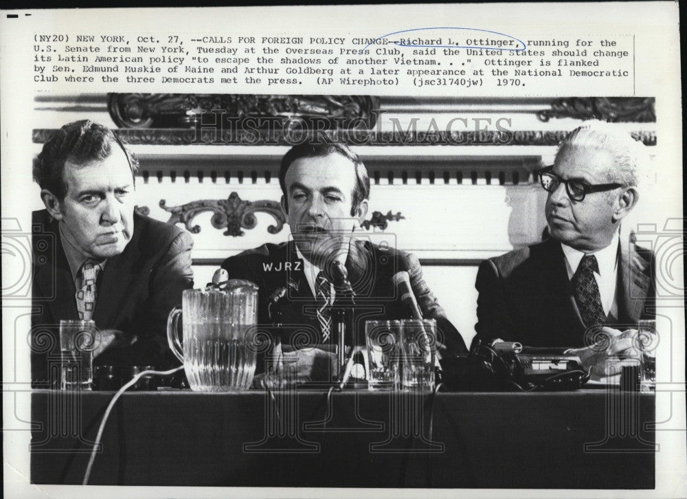 1970 Press Photo Richard Ottinger, Sen. Edmund Muskie, Arthur Goldberg - Historic Images