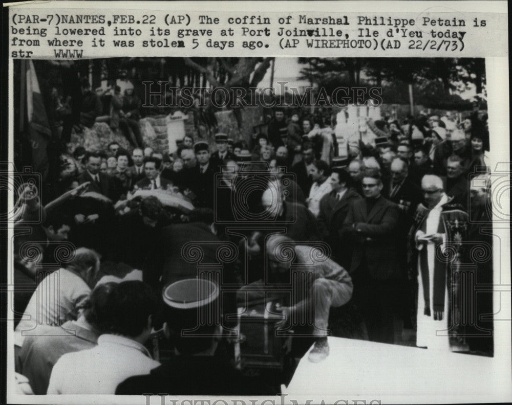 1973 Press Photo The coffin of Marshal Philippe Petain - Historic Images