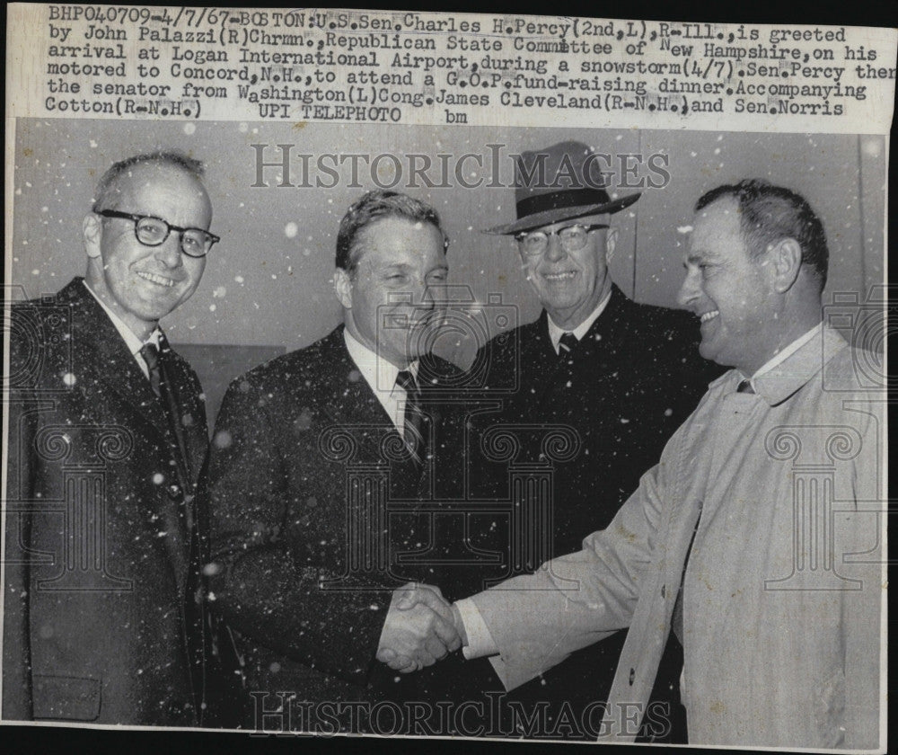 1967 Press Photo Sen. C. Percy, John Palazzi, James Cleveland, Sen. N. Cotton - Historic Images