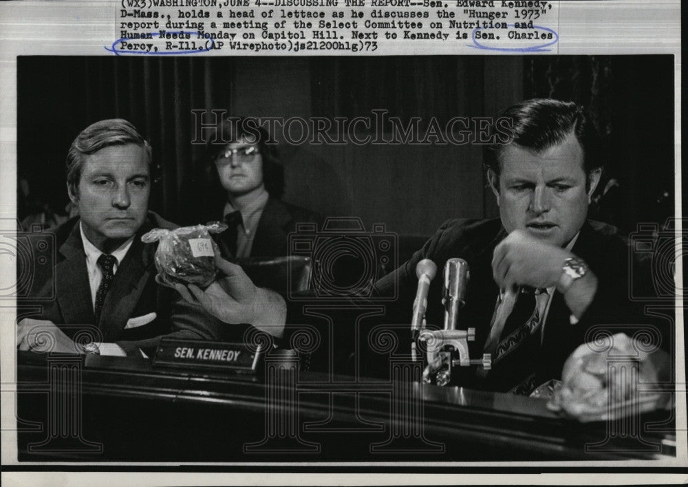 1973 Press Photo Sen. Edward Kennedy, Sen. Charles Percy - Historic Images