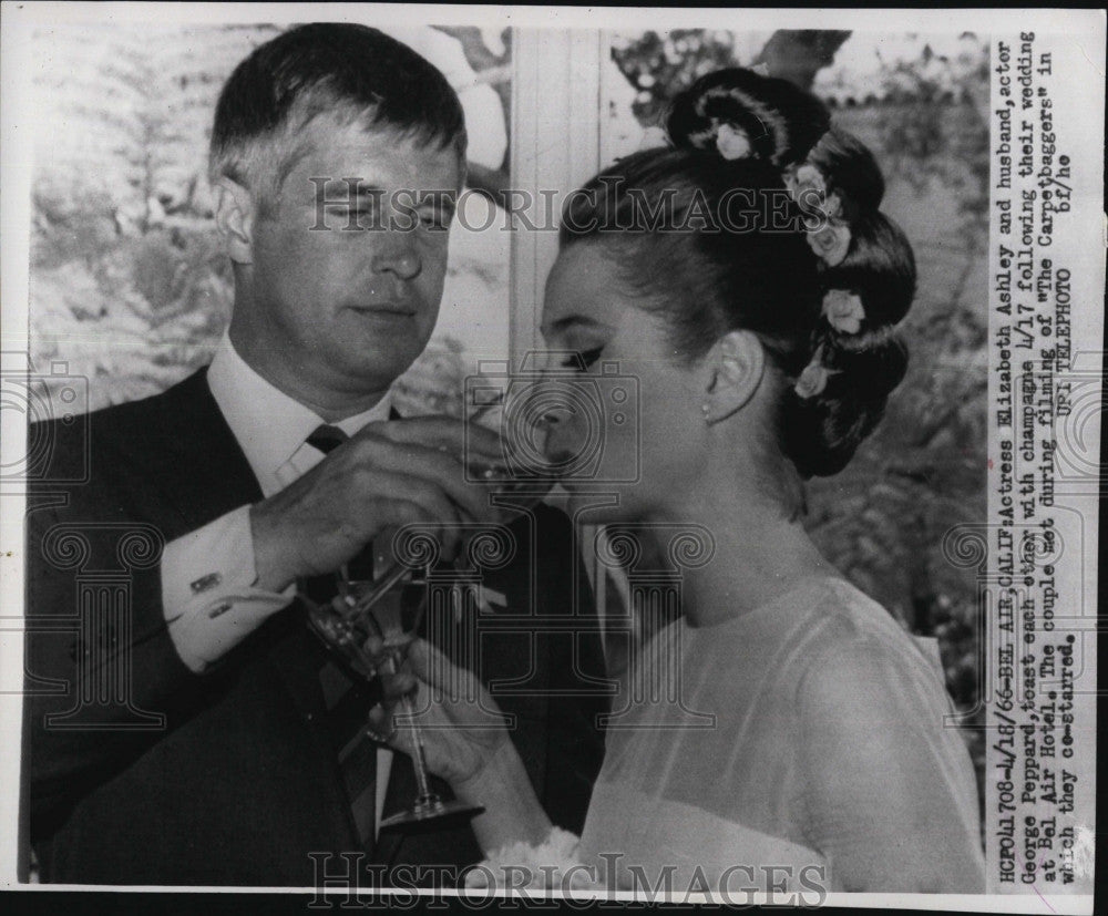 1966 Press Photo Elizabeth Ashley and George Peppard Married at Bel Air Hotel - Historic Images