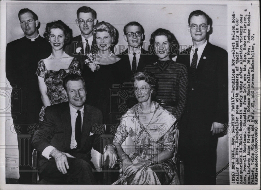 1958 Press Photo Rep. Gov.-elect Nelson Rockefeller, Mrs. Rockefeller - Historic Images