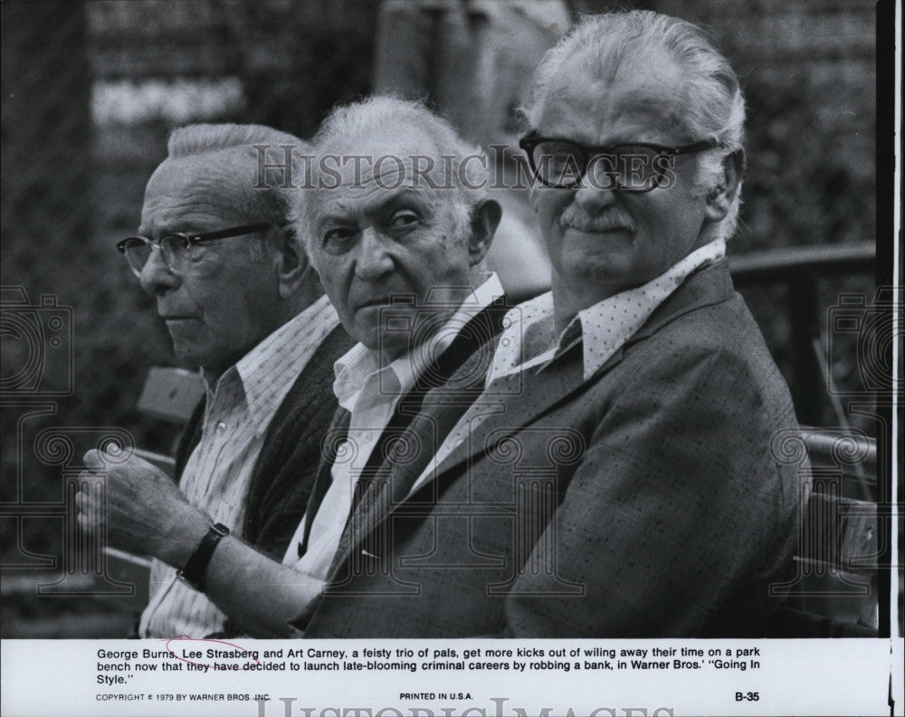 1979 Press Photo George Burns, Lee Strasberg, Art Carney &quot;Going In Style&quot; - Historic Images