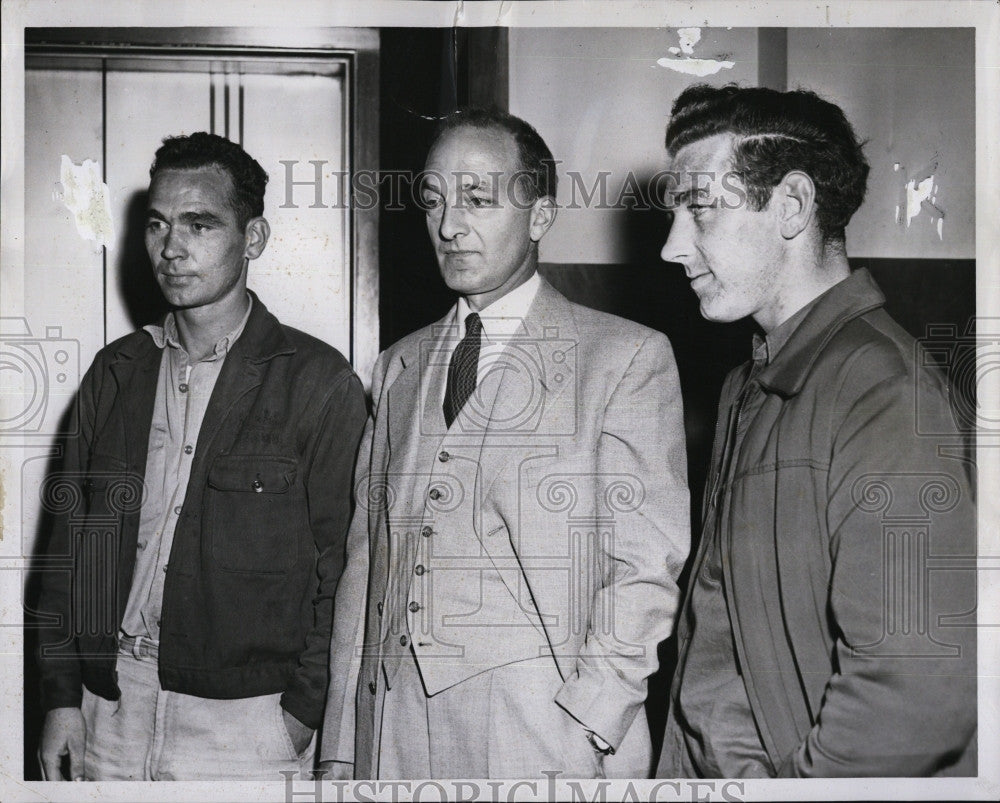 1957 Press Photo Brothers Louis &amp; Walter Swank, Lawyer Wilber Hollingsworth - Historic Images