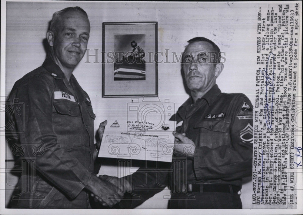 1963 Press Photo Norman M. Fabry, Lt. Col. George Patton of U.S. Army - Historic Images