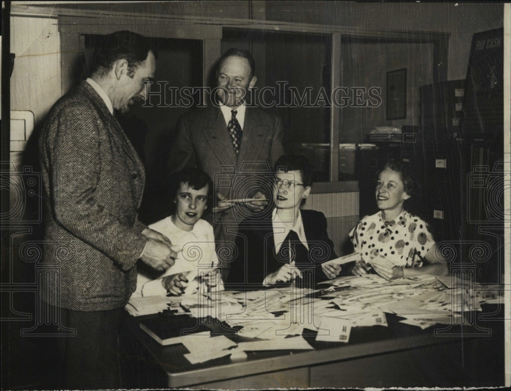 1950 Press Photo George Woodbury, Kathleen Labonte, Helen Maciolek, B. Polloff - Historic Images