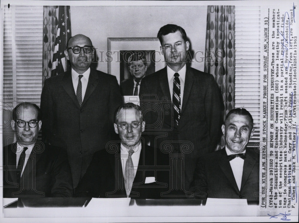 1963 Press Photo Byron Woodside, Chairman William Cary, J. Allen Frear, M. Cohen - Historic Images