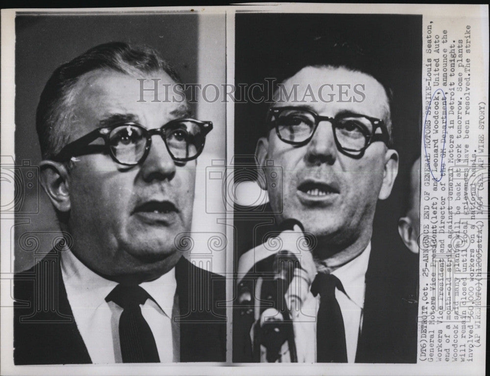 1964 Press Photo Louise Seaton and Leonard Woodcock of United Auto Workers. - Historic Images