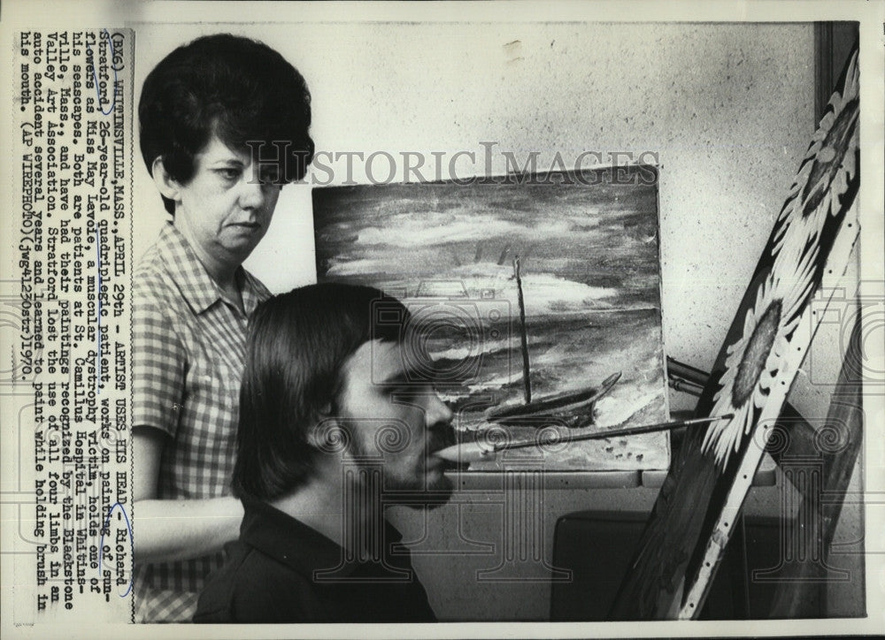 1970 Press Photo Richard Stratford, quadriplegic patient, Miss May Lavoie - Historic Images