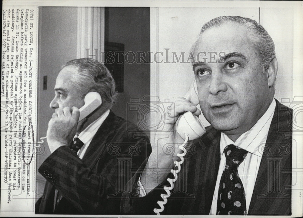 1972 Press Photo Robert Strauss, former national Democratic Party Treasurer - Historic Images