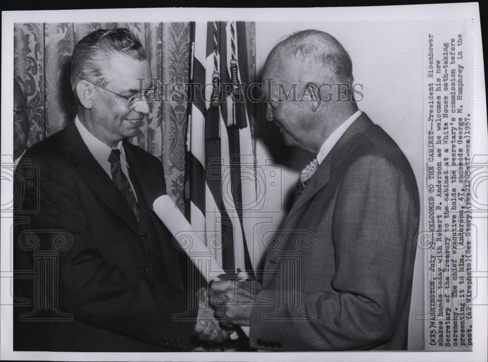 1957 Press Photo President Eisenhower, Robert B. Anderson - Historic Images