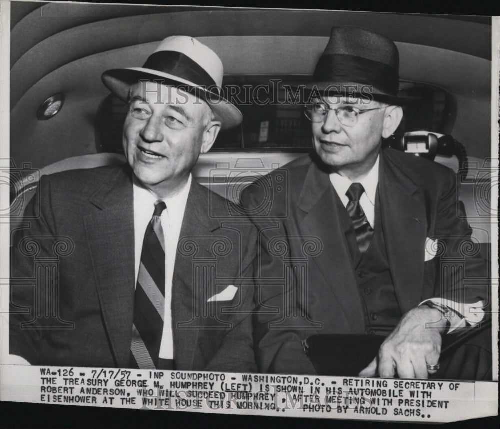 1957 Press Photo George M. Humphrey, Robert Anderson - Historic Images