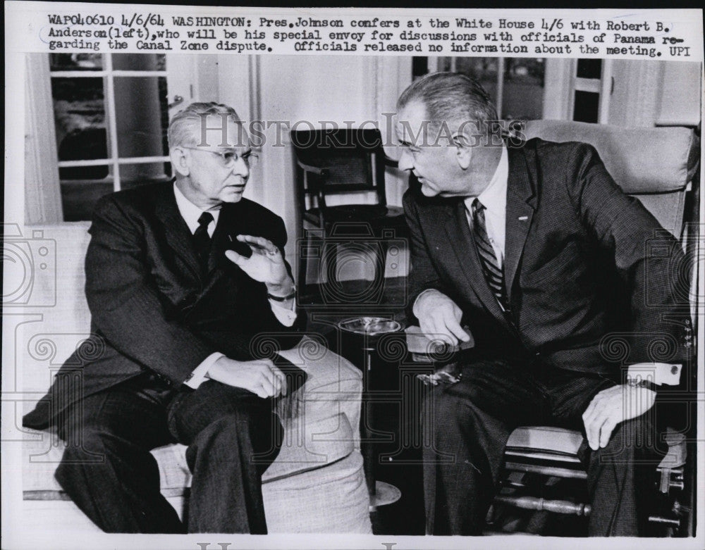 1964 Press Photo President Johnson, Robert B. Anderson - Historic Images