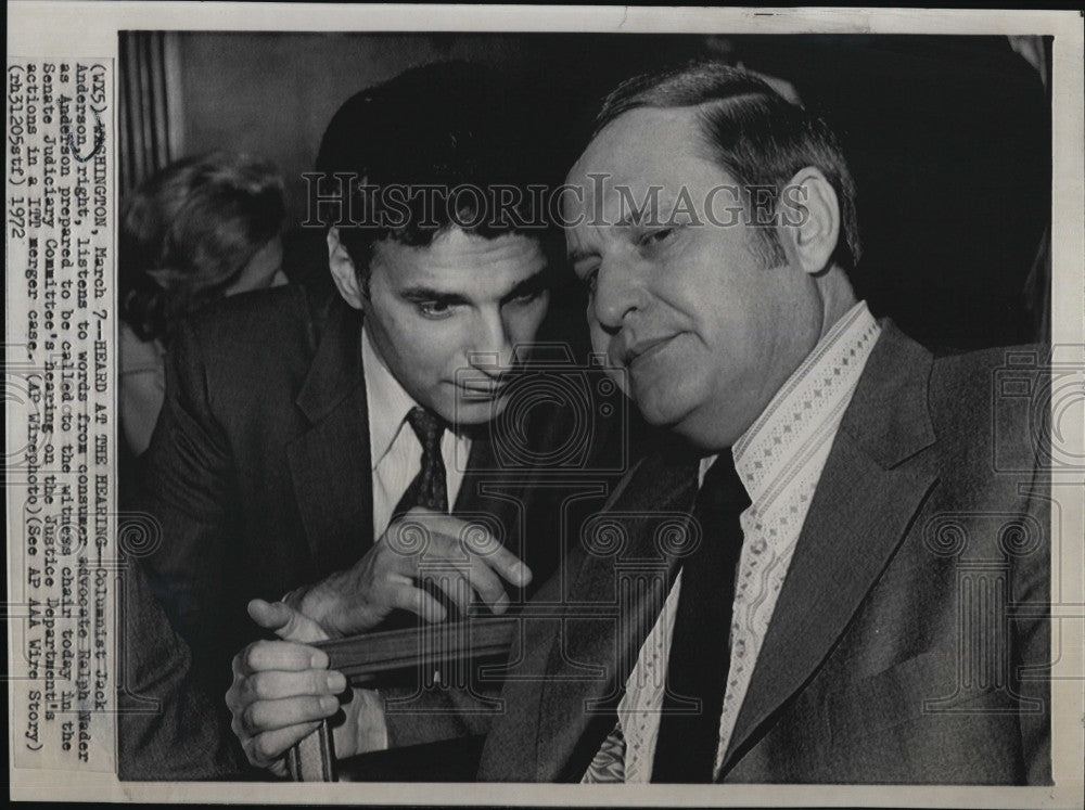 1972 Press Photo Columnist Jack Anderson, consumer advocate Ralph Nader - Historic Images