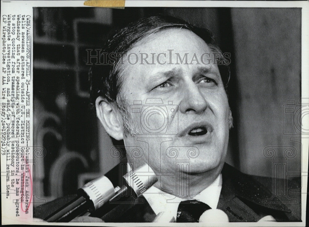 1973 Press Photo Columnist Jack Anderson - Historic Images