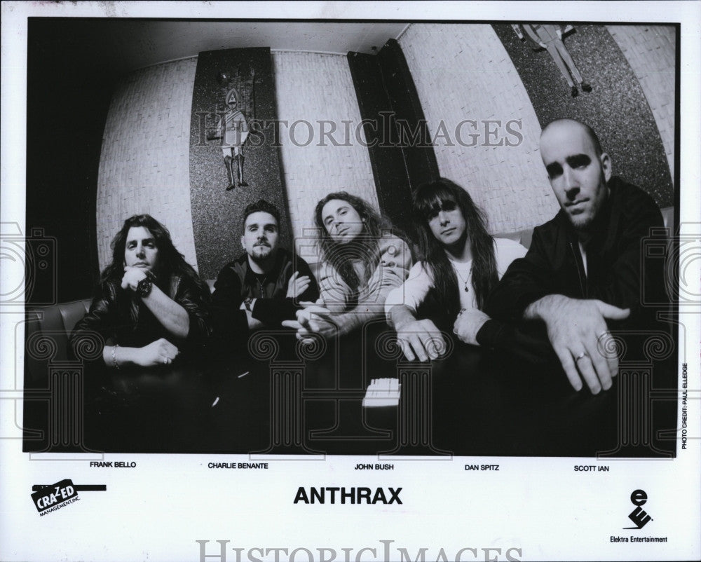 Press Photo Anthrax: F. Bello, C. Benante, J. Bush, D. Spitz, S. Ian - Historic Images