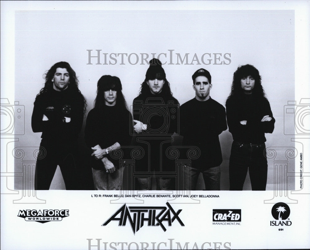 Press Photo Anthrax: F. Bello, D. Spitz, C. Benante, S. Ian, J. Belladonna - Historic Images