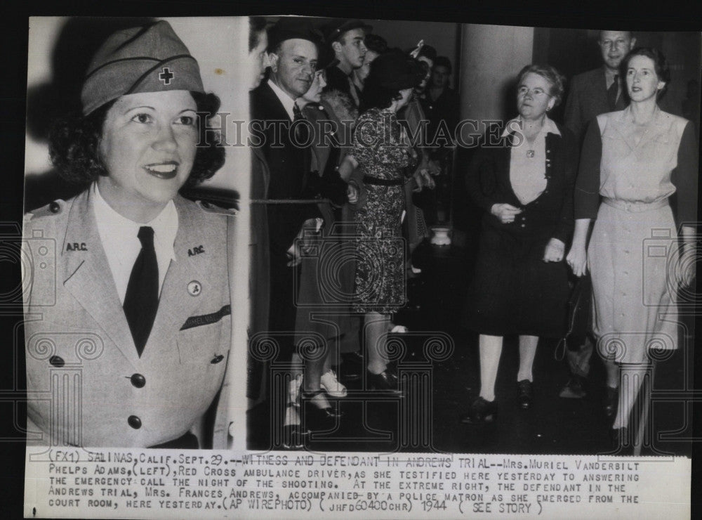 1944 Press Photo Muriel Vanderbilt Phelps Adams, Red Cross Ambulance Driver - Historic Images