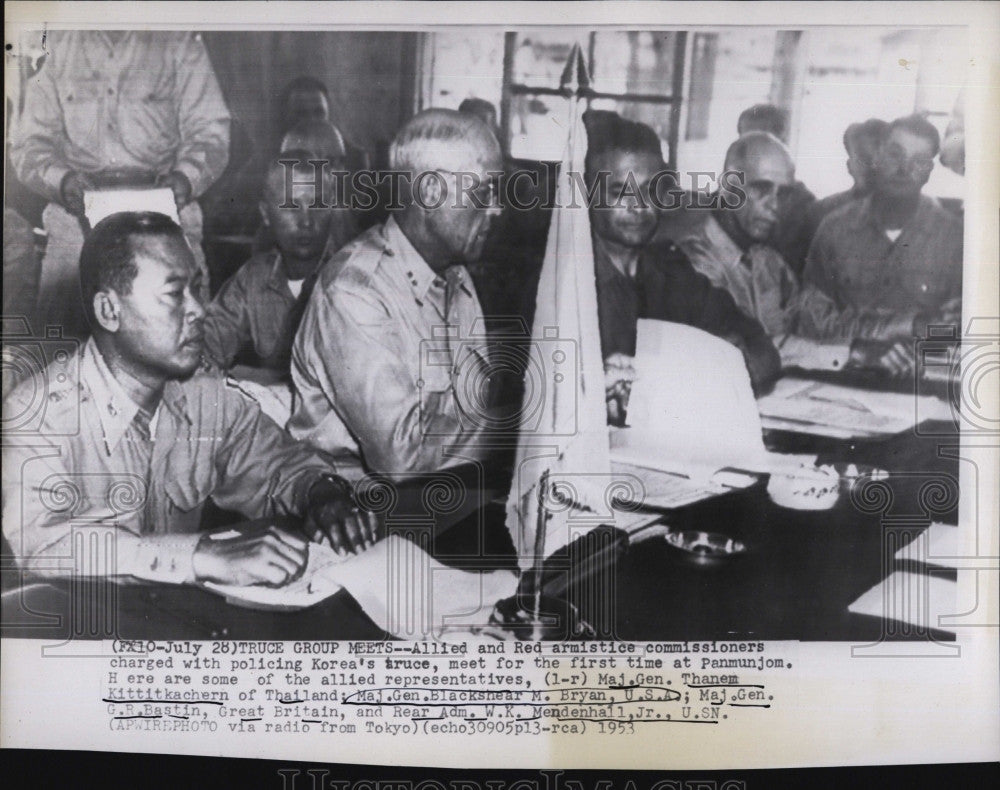 1953 Press Photo Lt Gen BM Bryan &amp; N Korean Lt Gen Lee Cho Armistice talks - Historic Images