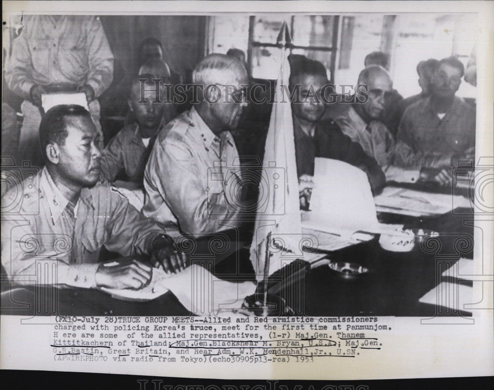 1953 Press Photo Lt Gen BM Bryan & N Korean Lt Gen Lee Cho Armistice talks - Historic Images