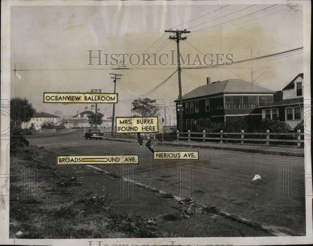 1957 Press Photo Scene where murder victim Mrs Burke was found - Historic Images