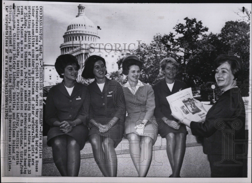 1965 Press Photo &quot;Dimensions of the Problem&quot; Stewardesses - Age Problem, That Is - Historic Images