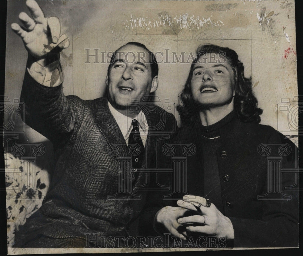 1949 Press Photo Actress Ingrid Bergman And Italian Director Roberto Rossellini - Historic Images