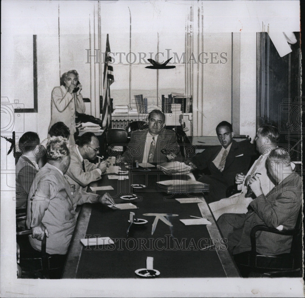 1954 Press Photo Sen McCarthy at Senate Inves Subcommittee meeting - Historic Images