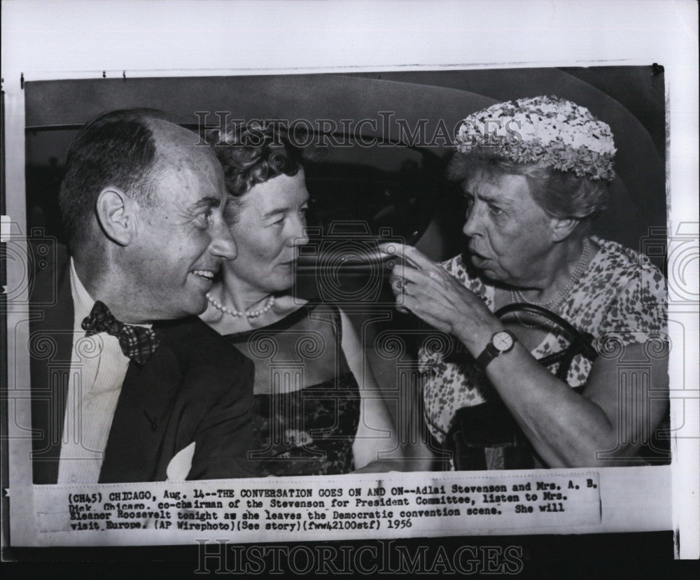 1956 Press Photo Adlai Stevenson &amp; Mrs  AB Dick &amp; Mrs E Roosevelt - Historic Images