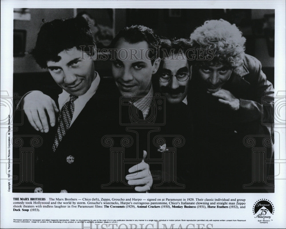 1931 Press Photo Chico Zeppo Groucho Harpo Marx Brothers Comedian Comedy Actor - Historic Images