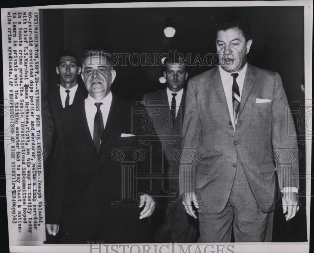 1963 Press Photo Underworld informant Joseph Valachi at Senate Investigation - Historic Images