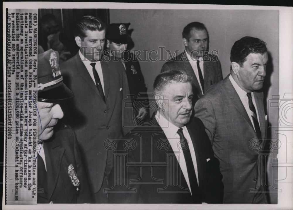 1963 Press Photo Underworld informant Joseph Valachi at Senate Investigation - Historic Images