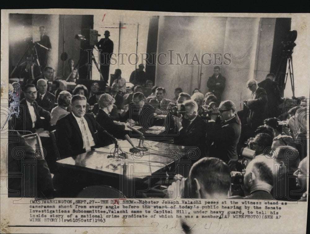 1963 Press Photo Underworld informant Joseph Valachi at Senate Investigation - Historic Images