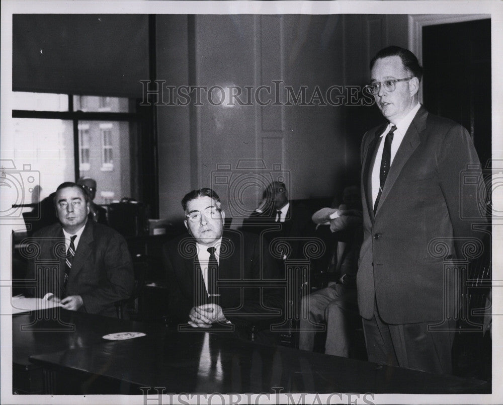 1957 Press Photo Fred Roche Salvatore Pisano Arthur McBay housing hearing - Historic Images