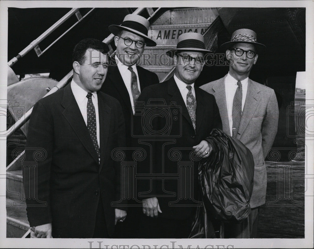 1955 Press Photo Frank McAvoy J.E. McDonald Ben Romero John Briggs Boston Sales - Historic Images