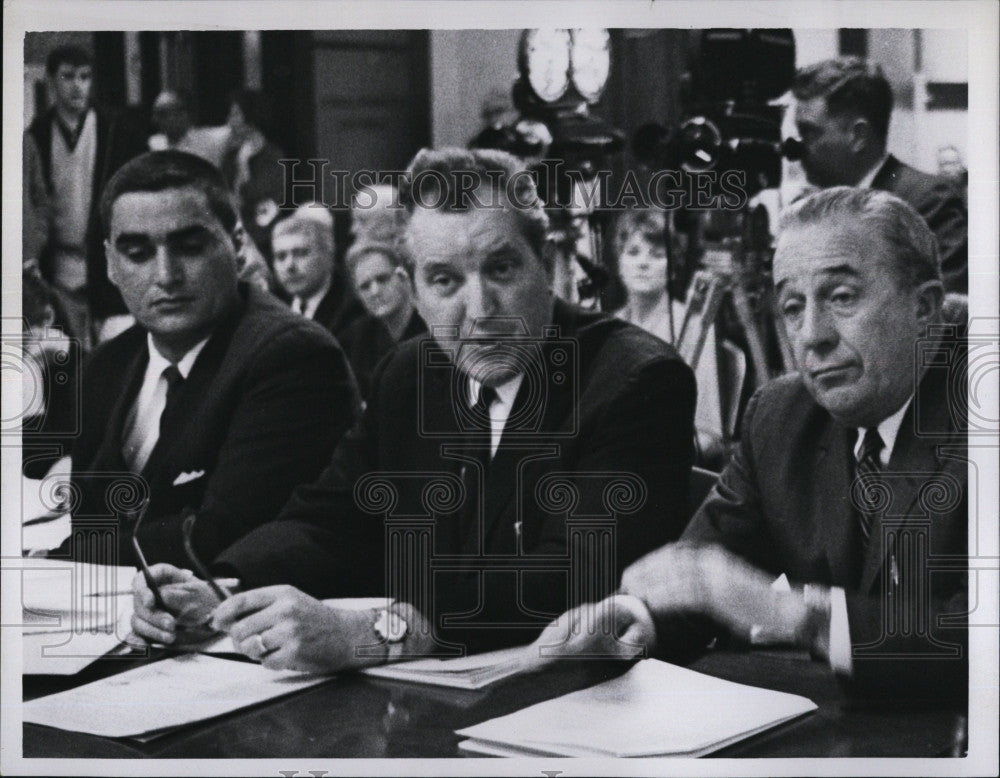 1966 Press Photo Louis Vangel Thomas McAuliffe Thomas Meagher Boston Schools - Historic Images