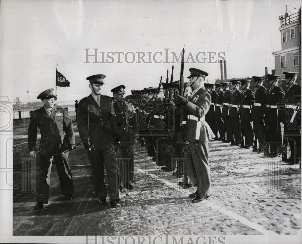 1957 Press Photo Lt Frank Bagley, Maj Gen Din, Col McAlister review troops - Historic Images