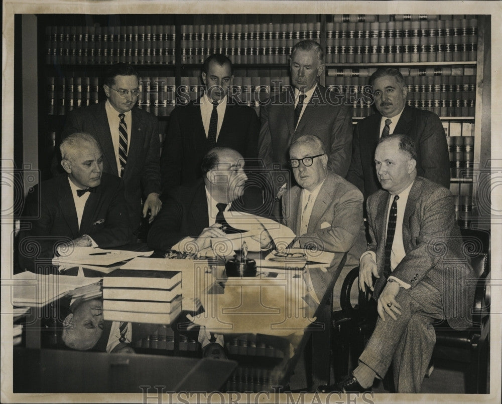 1957 Press Photo Attorneys Myron Lane George Fingold Garrett Byrne Stephen - Historic Images