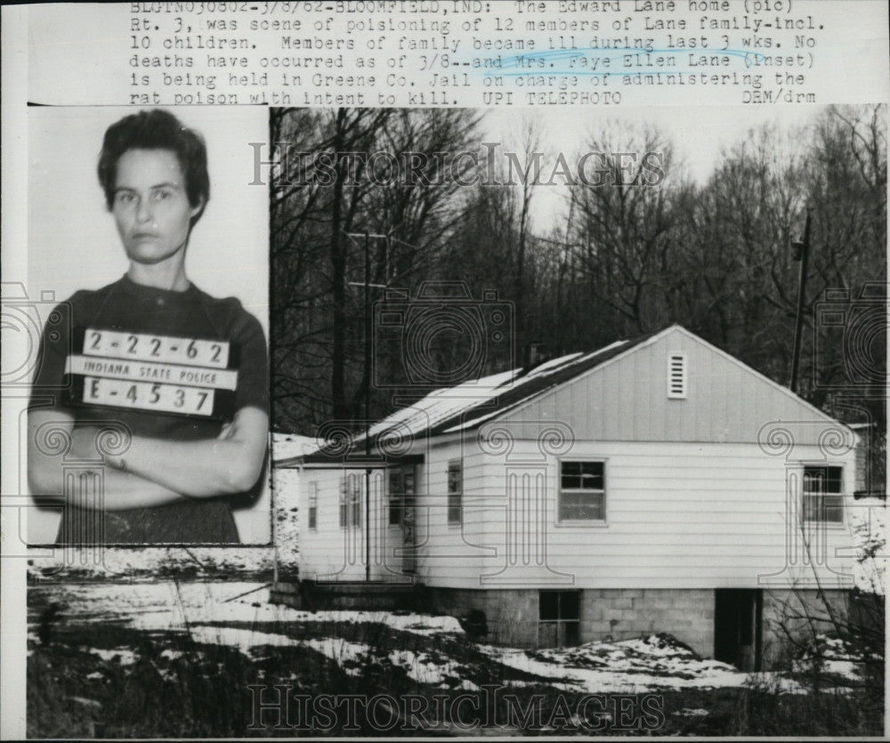 1962 Press Photo Faye Ellen Lane Charged Poisoning Family Intent To Kill - Historic Images