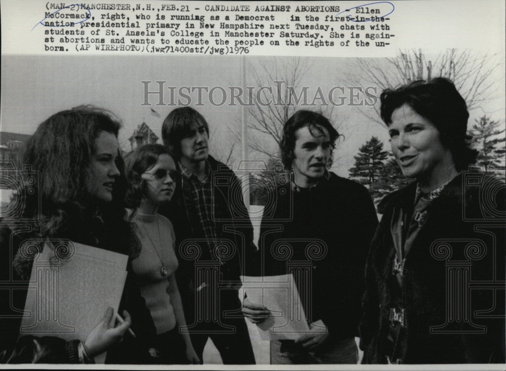 1976 Press Photo Ellen McCormack Presidential primary against abortion - Historic Images