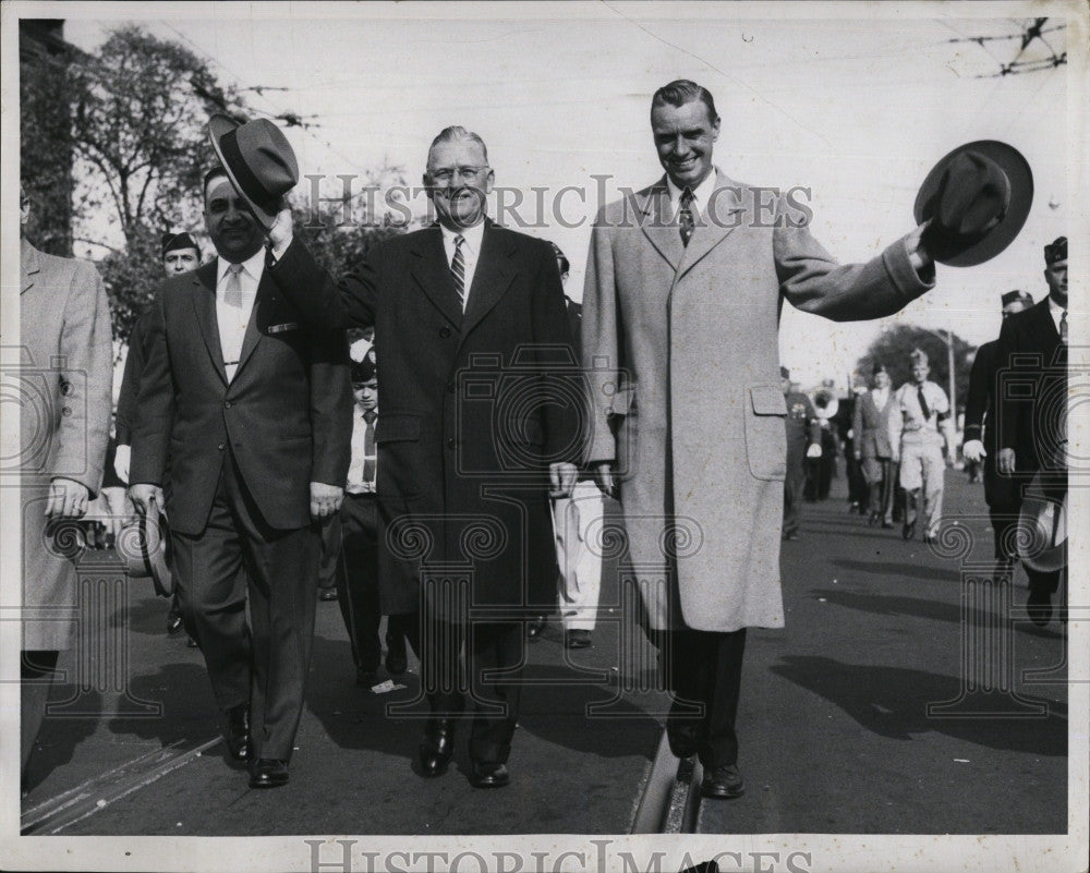 1956 Press Photo Mayor John B. Hynes Edward McCormack attorney general candidate - Historic Images