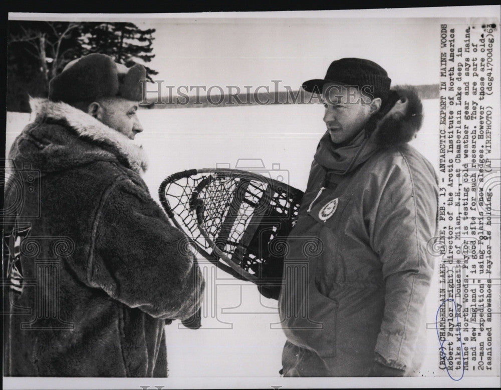 1963 Press Photo Arctic Dir. Robert Faylor &amp; Ray Doucette in Maine&#39;s North Woods - Historic Images