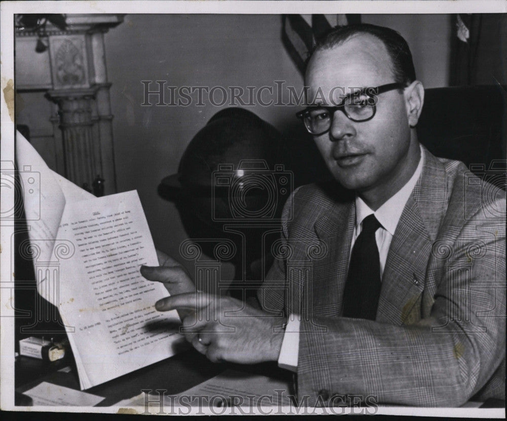 1954 Press Photo Senator Charles Potter News Conference Washington Senate - Historic Images