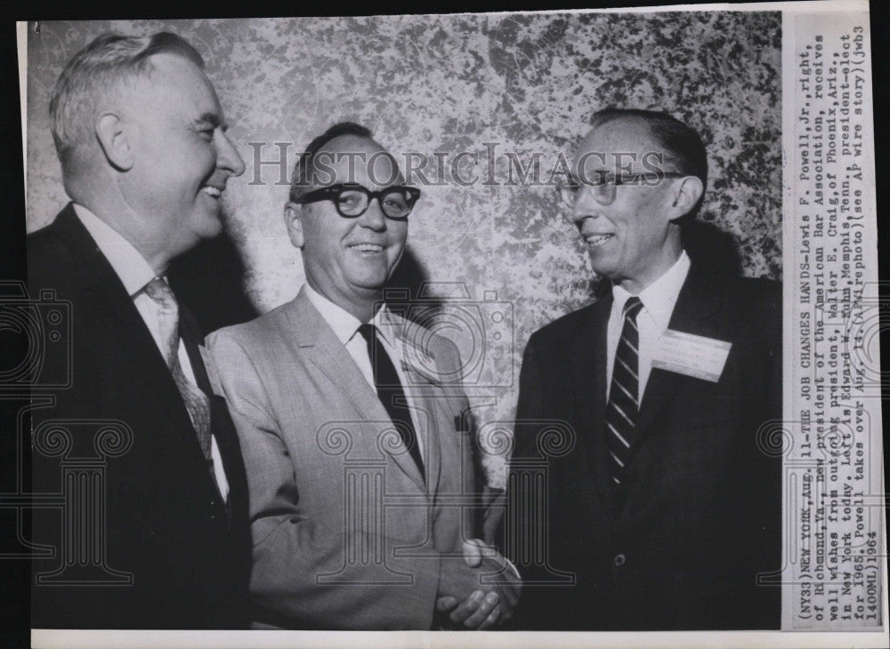 1964 Press Photo Lewis F. Powell Jr. made new president of American Bar Assoc. - Historic Images