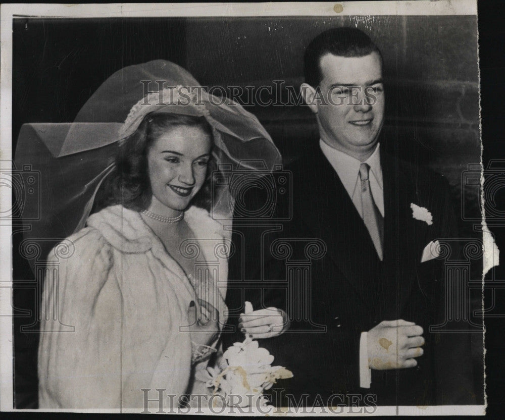 1950 Press Photo Mr. and Mrs. James A.Farley Jr.and bride former Patricia Dillon - Historic Images