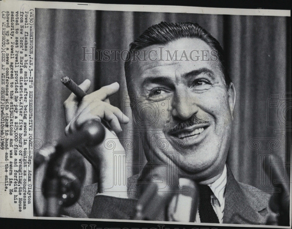 1969 Press Photo Rep.Adam Clayton, Congressman of New York Harlem. - Historic Images