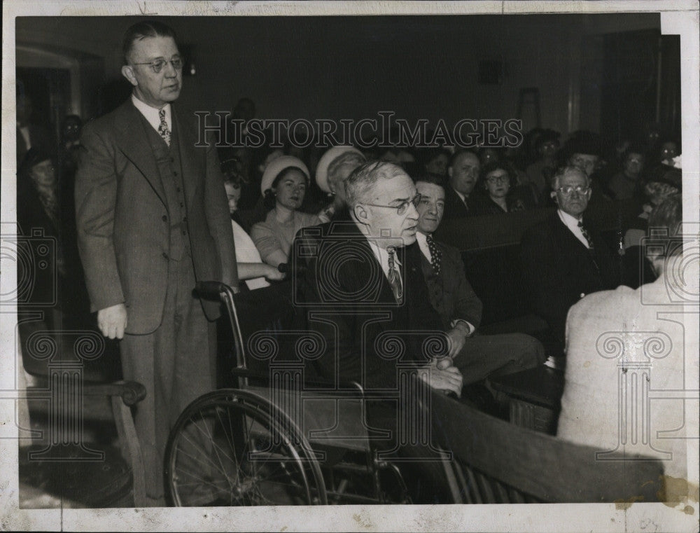 1948 Press Photo Otis Farley James Dunne State House Hearing Disabled Vets - Historic Images